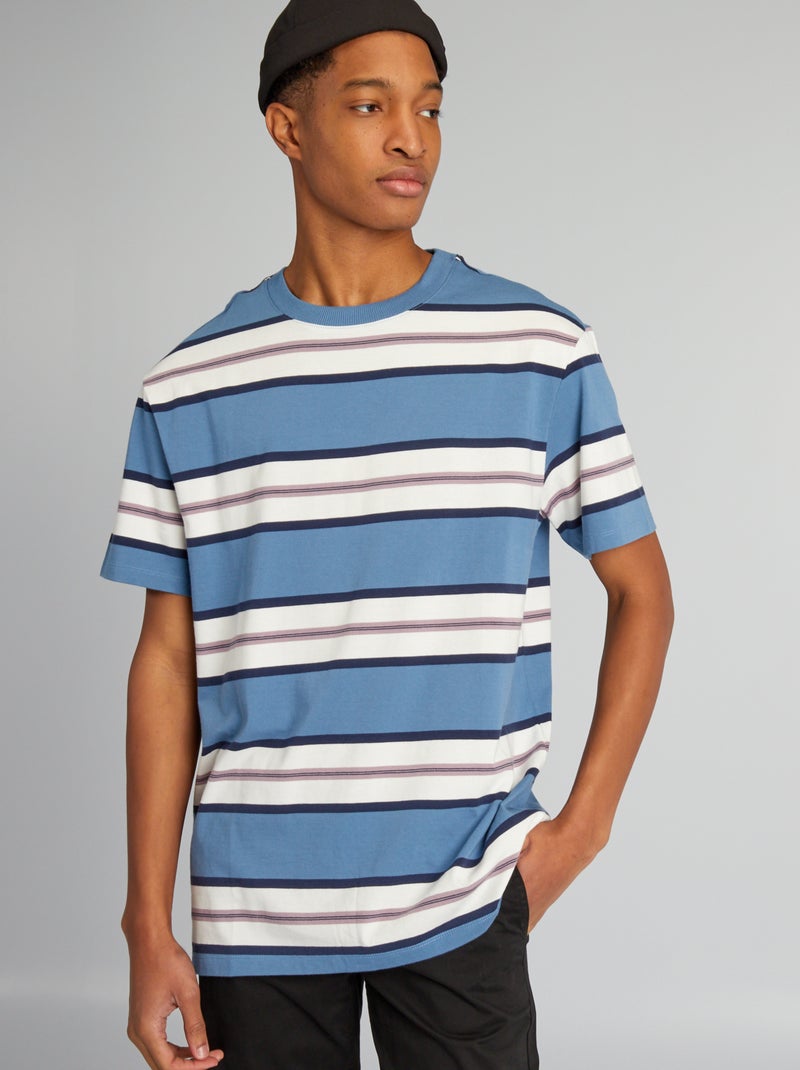 Tee-shirt en jersey à rayures + d'1m90 Bleu/blanc - Kiabi