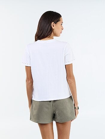 Tee-shirt en jersey avec clous au col et aux manches