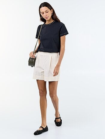 Tee-shirt en jersey avec clous au col et aux manches