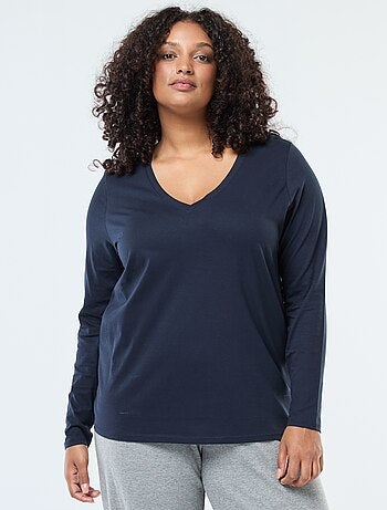 Tee-shirt en jersey avec col V et manches courtes