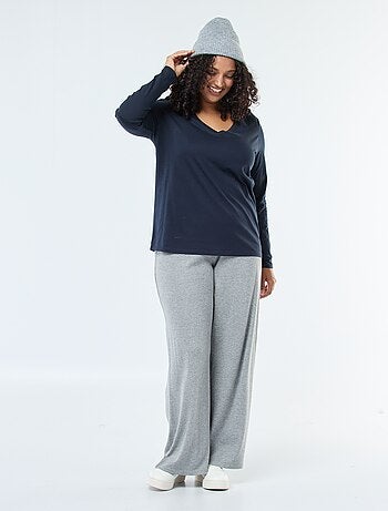 Tee-shirt en jersey avec col V et manches courtes