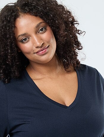 Tee-shirt en jersey avec col V et manches courtes