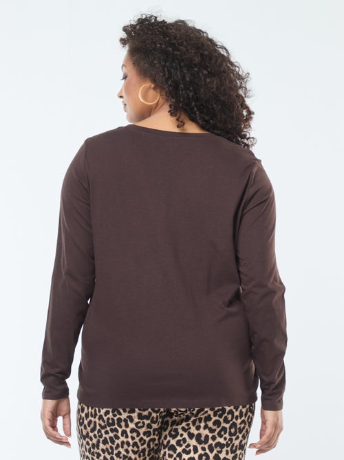 Tee-shirt en jersey avec col V et manches courtes - Kiabi