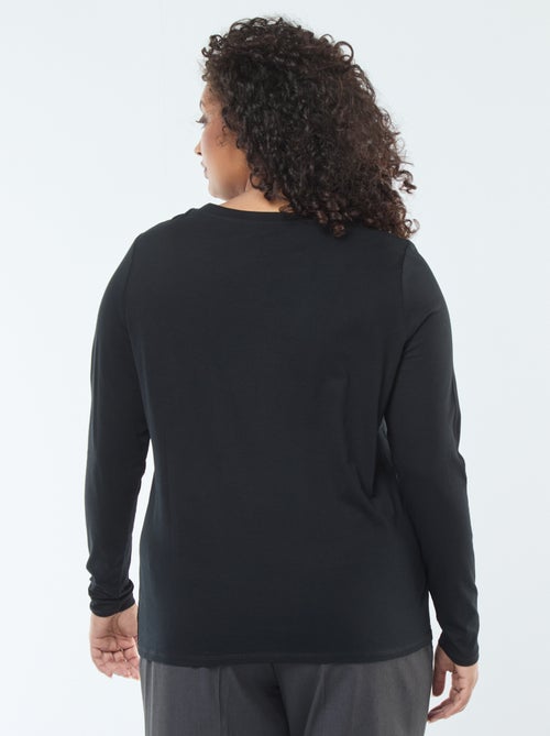 Tee-shirt en jersey avec col V et manches courtes - Kiabi