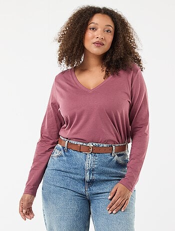 Tee-shirt en jersey avec col V et manches courtes