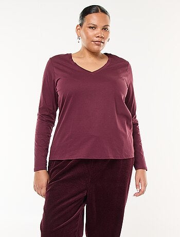 Tee-shirt en jersey avec col V et manches courtes