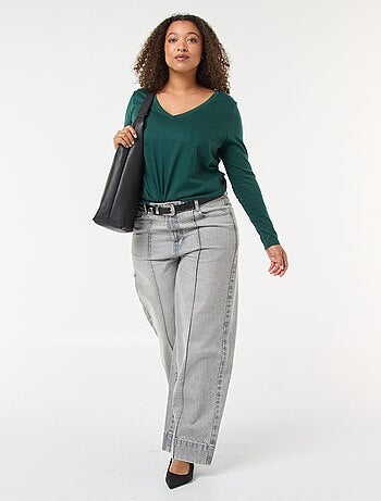 Tee-shirt en jersey avec col V et manches courtes