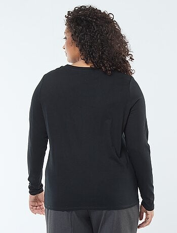 Tee-shirt en jersey avec col V et manches longues
