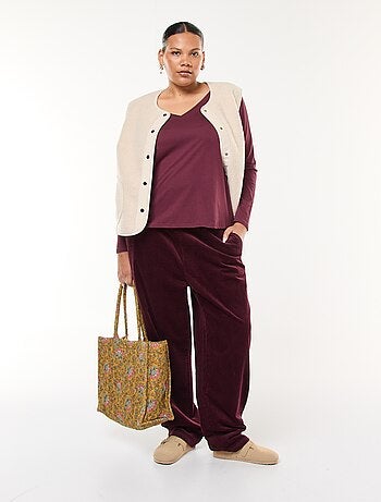 Tee-shirt en jersey avec col V et manches longues