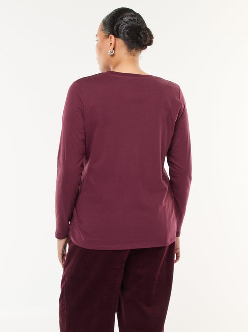 Tee-shirt en jersey avec col V et manches longues - Kiabi Tee-shirt en jersey avec col V et manches longues - Kiabi