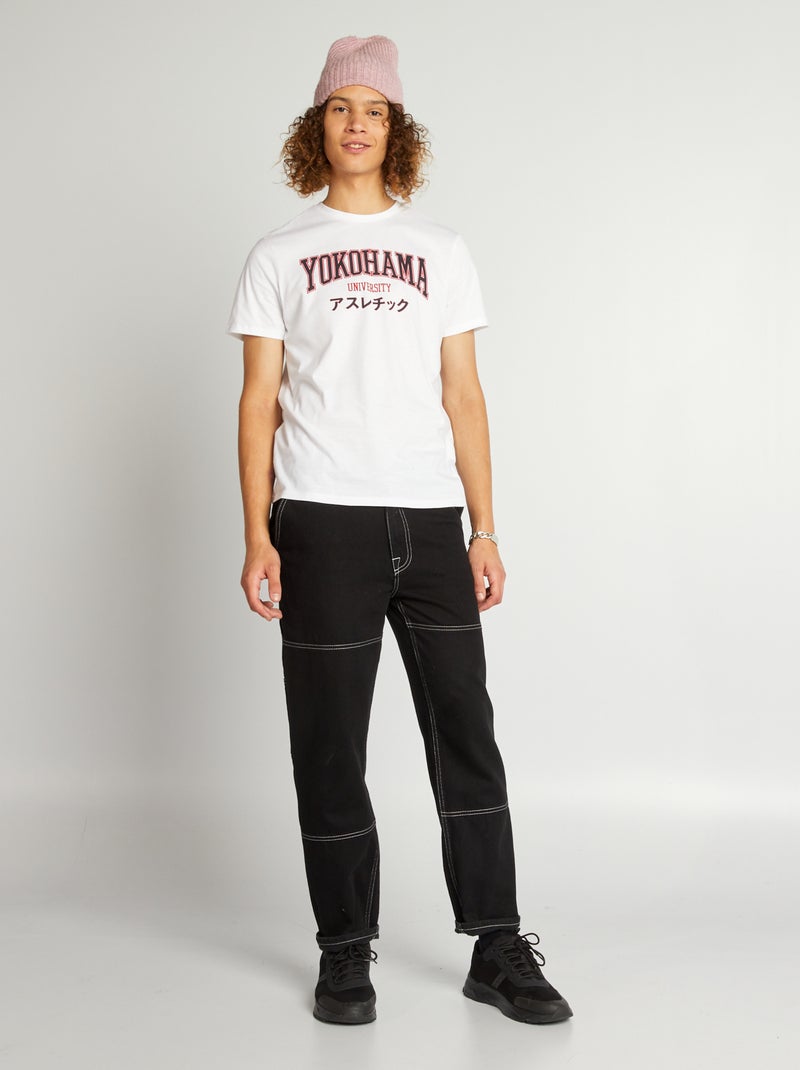 Tee-shirt en jersey avec imprimé Blanc - Kiabi