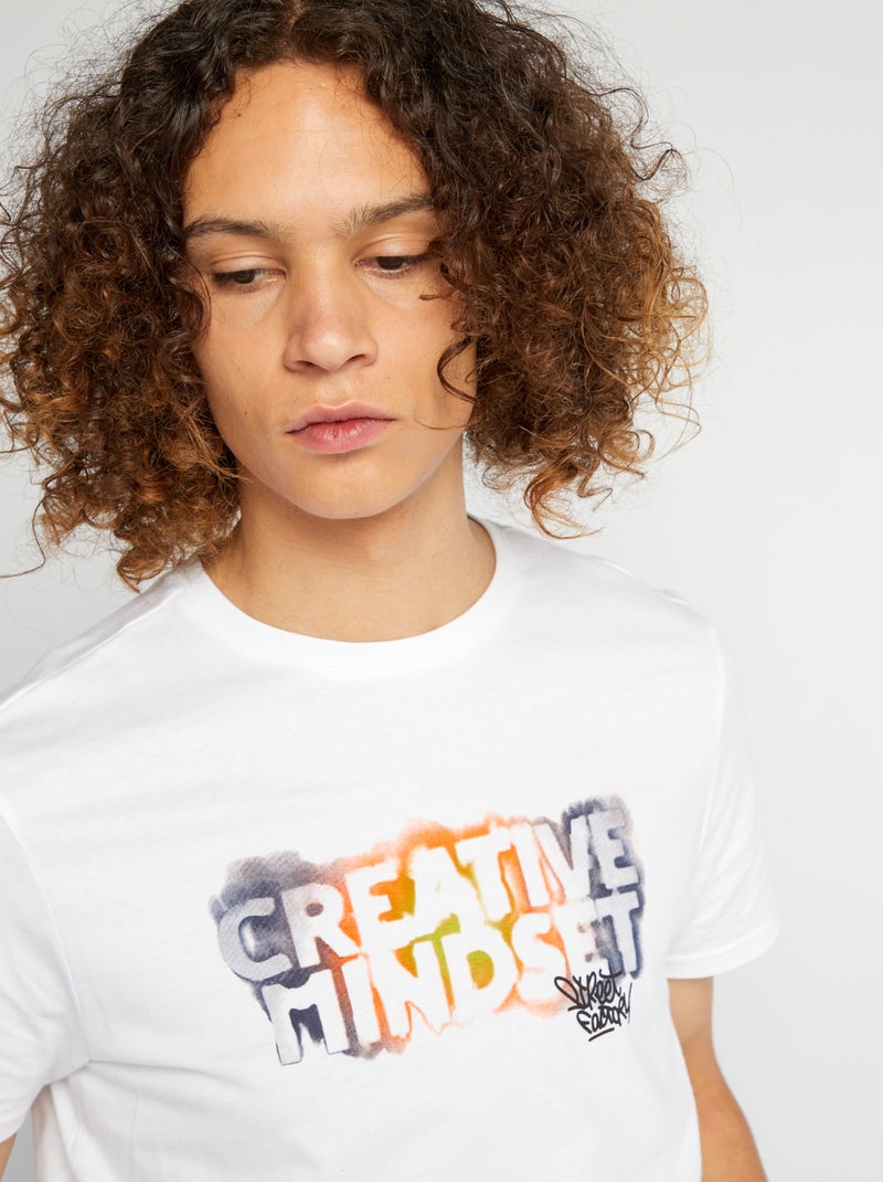 Tee-shirt en jersey avec imprimé Blanc - Kiabi