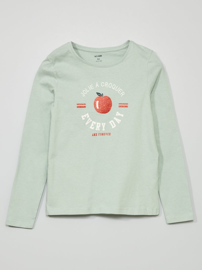 Tee-shirt en jersey avec imprimé fantaisie Vert 'pomme' - Kiabi