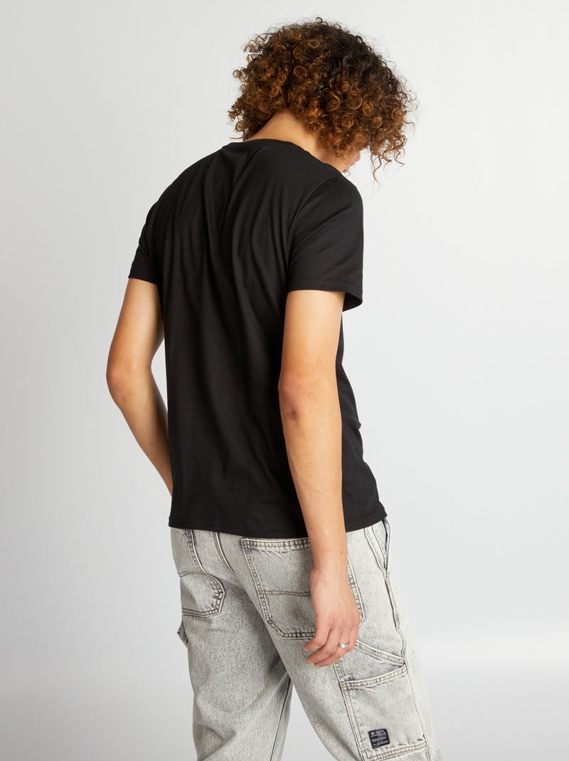Tee-shirt en jersey avec imprimé Noir - Kiabi