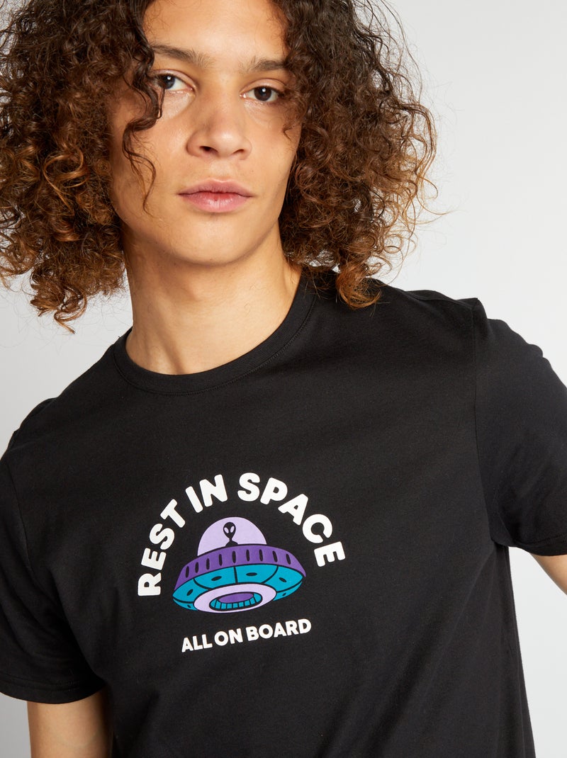 Tee-shirt en jersey avec imprimé Noir - Kiabi