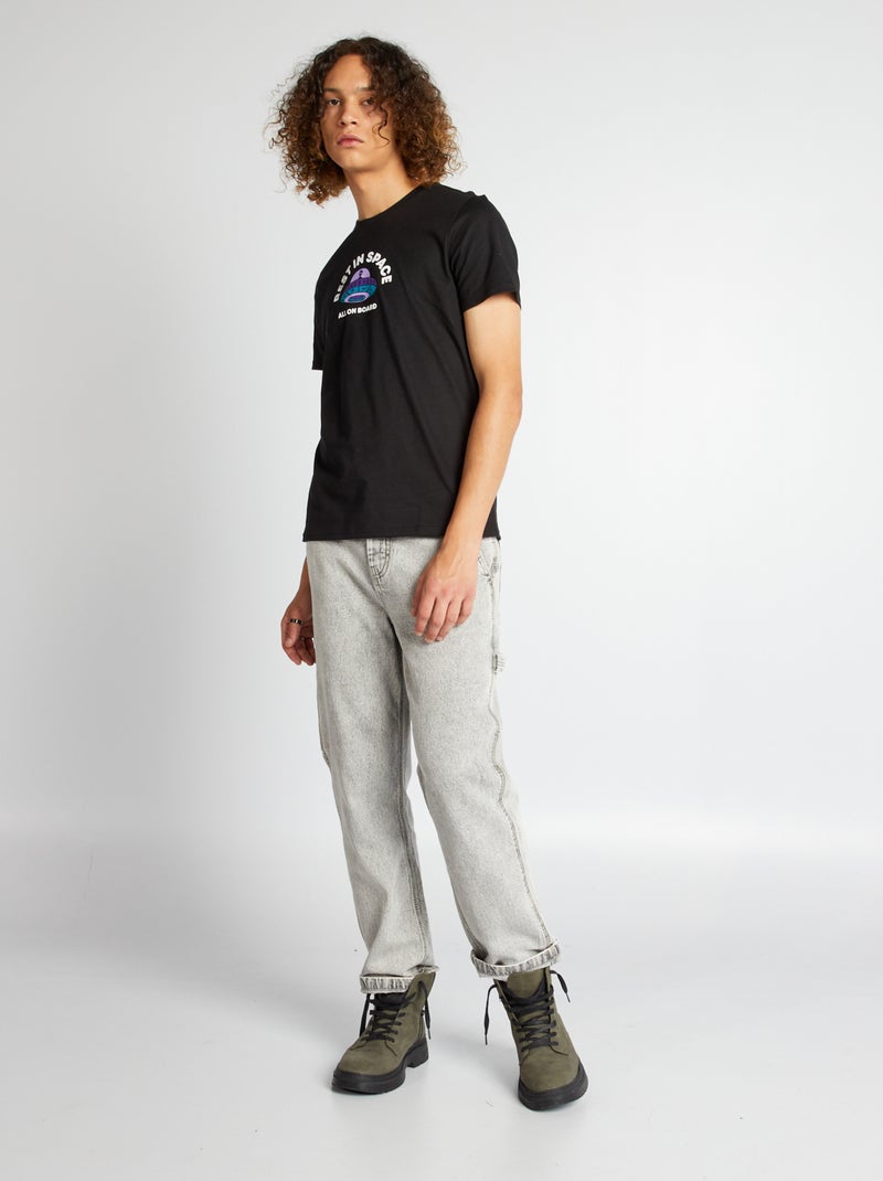 Tee-shirt en jersey avec imprimé Noir - Kiabi