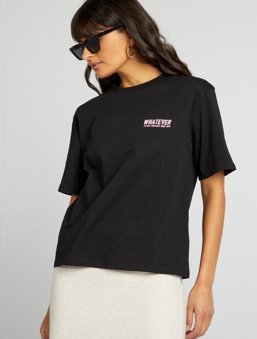 T shirt noir imprime femme