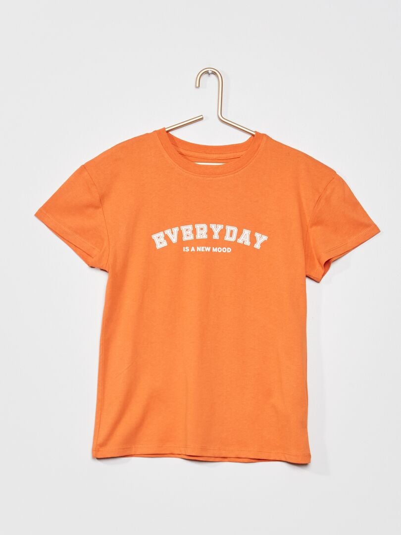 Tee-shirt en jersey avec imprimé Orange 'everyday' - Kiabi