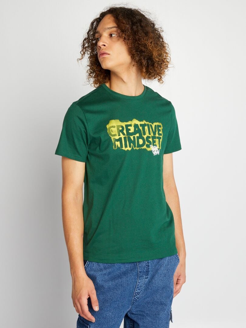 Tee-shirt en jersey avec imprimé Vert - Kiabi