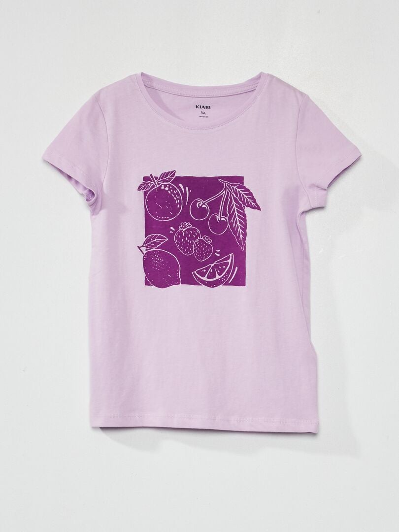 Tee-shirt en jersey avec imprimé Violet - Kiabi