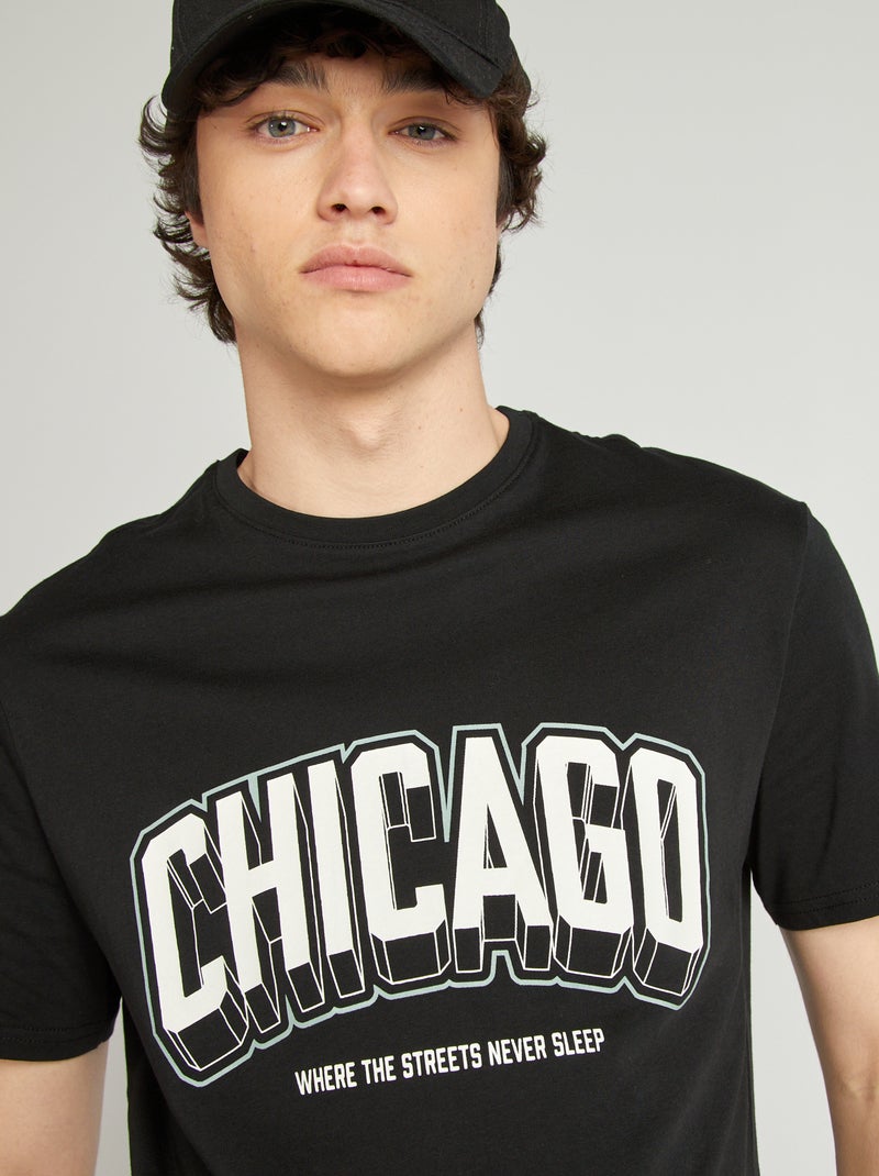 Tee-shirt en jersey imprimé NOIR - Kiabi