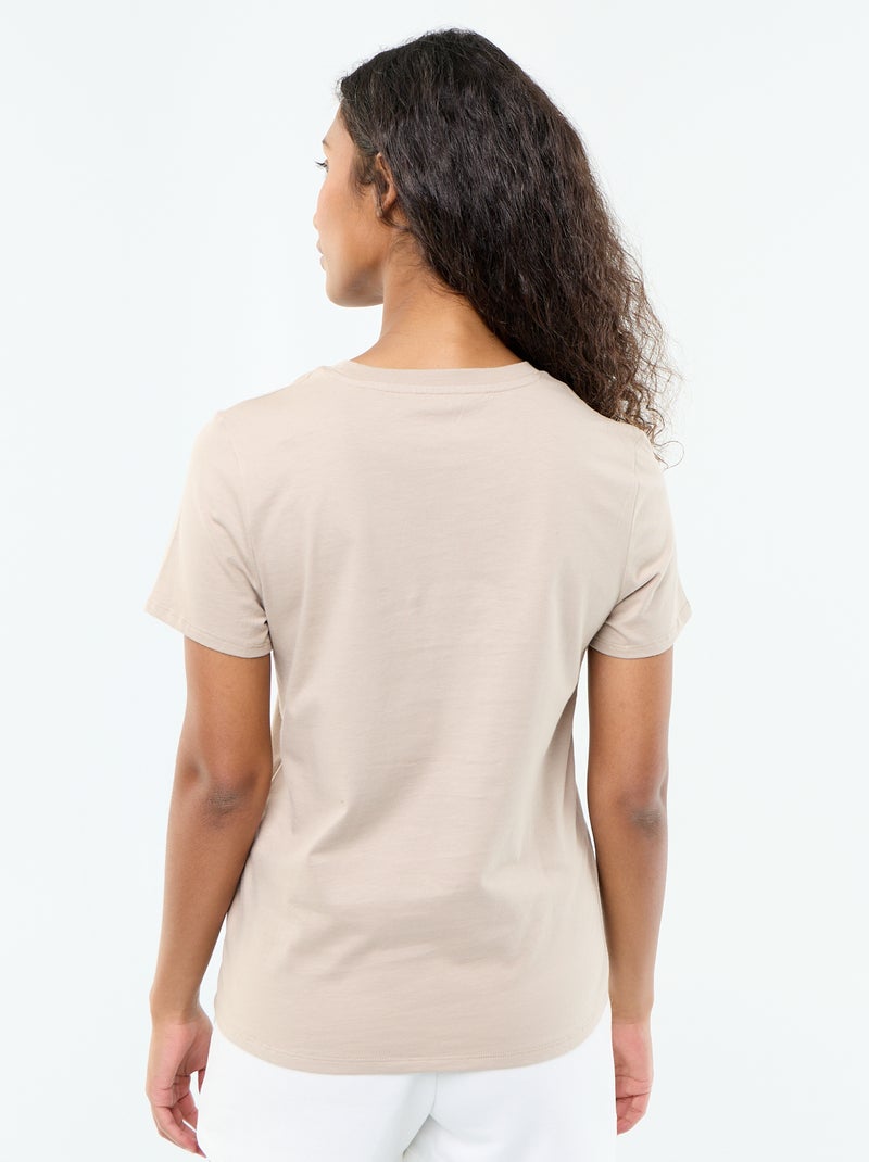 Tee-shirt en jersey manches courtes Beige - Kiabi