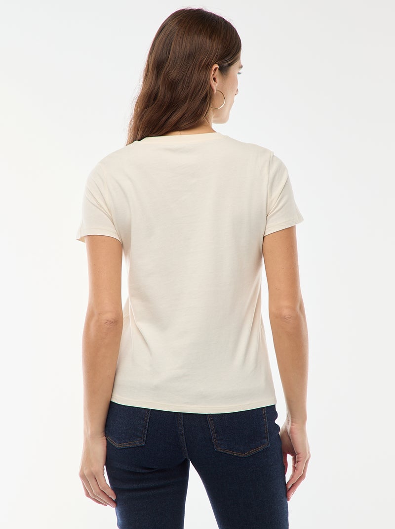 Tee-shirt en jersey manches courtes Ecru - Kiabi