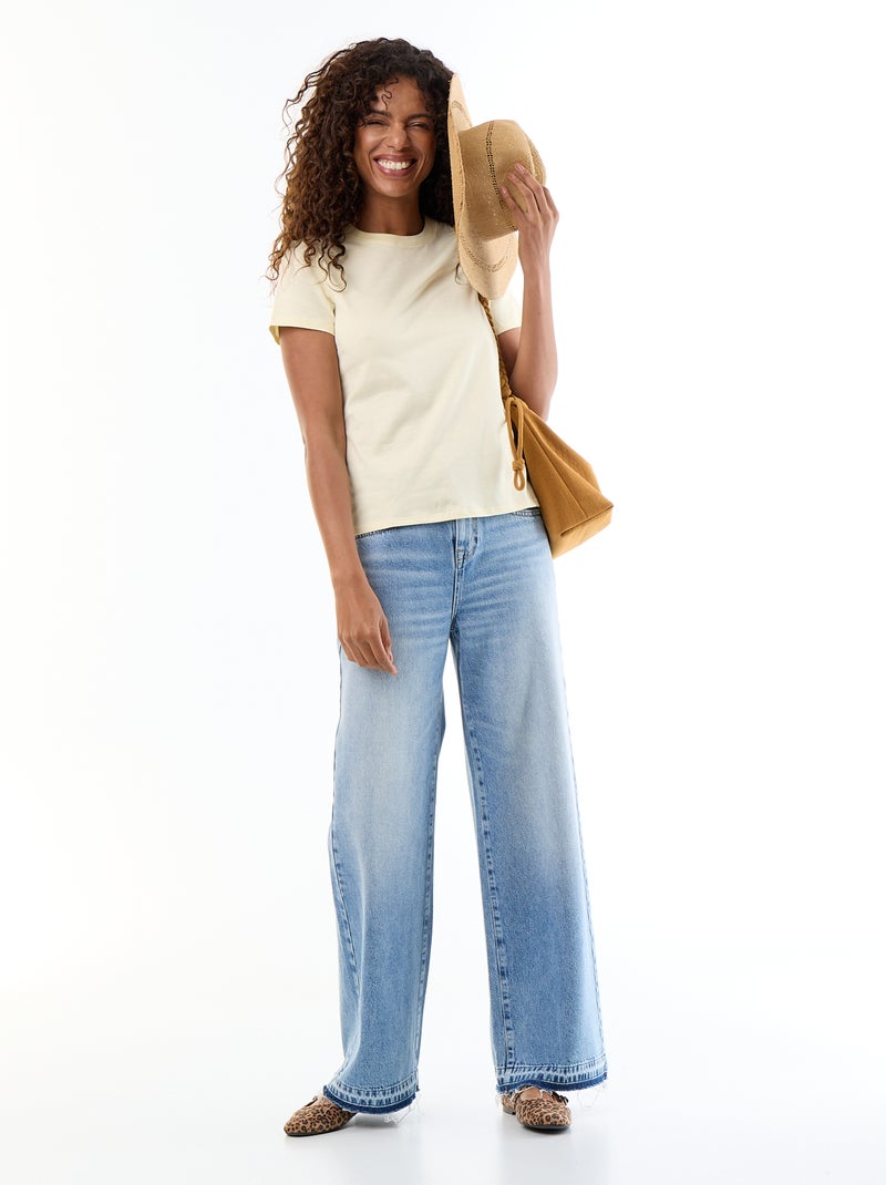 Tee-shirt en jersey manches courtes Jaune - Kiabi