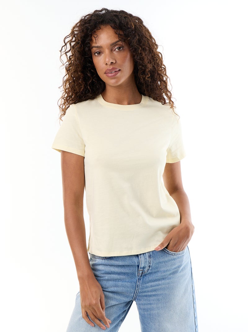 Tee-shirt en jersey manches courtes Jaune - Kiabi