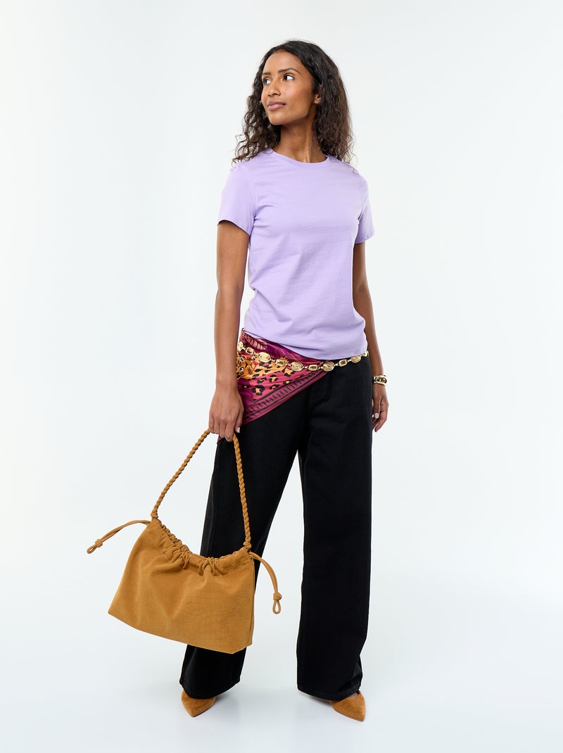 Tee-shirt en jersey manches courtes Violet - Kiabi