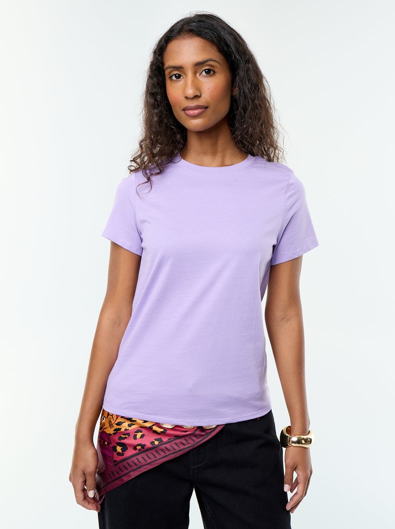 Tee-shirt en jersey manches courtes Violet - Kiabi