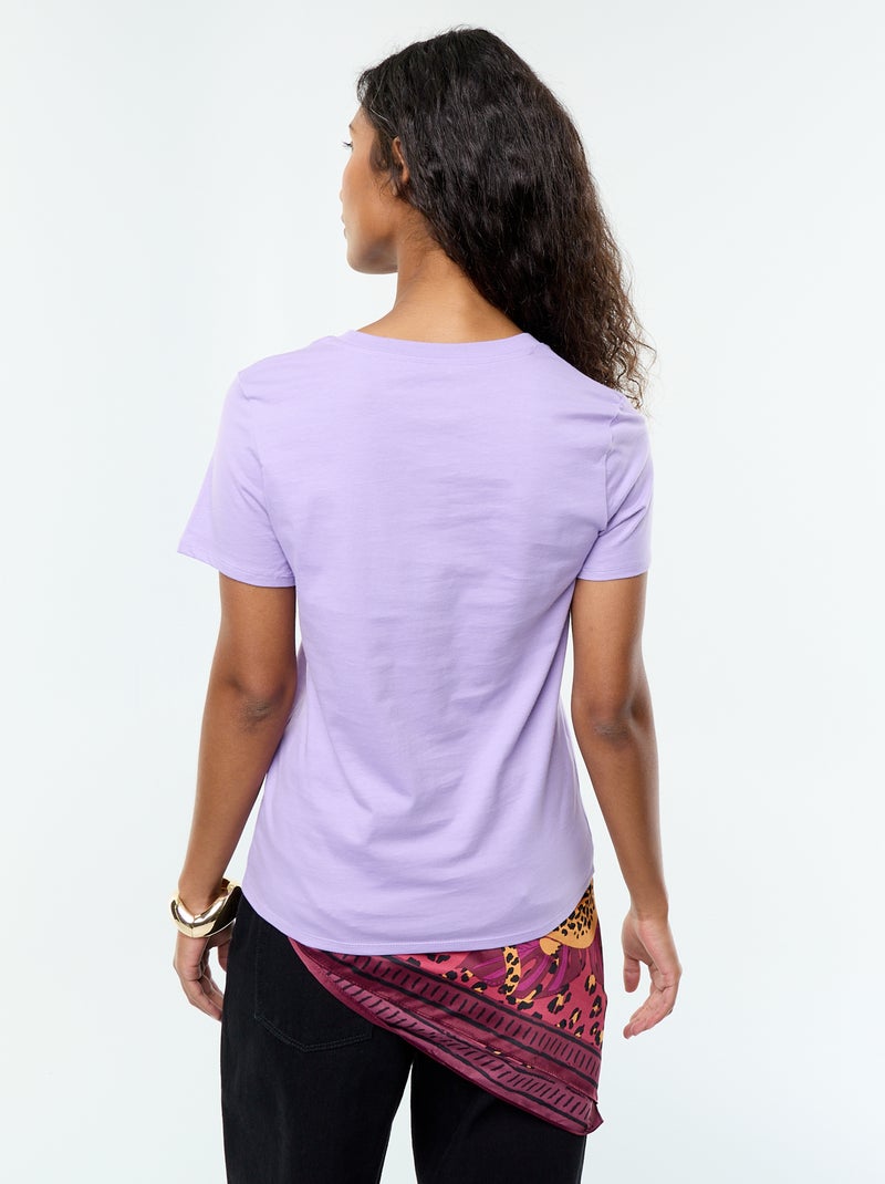 Tee-shirt en jersey manches courtes Violet - Kiabi