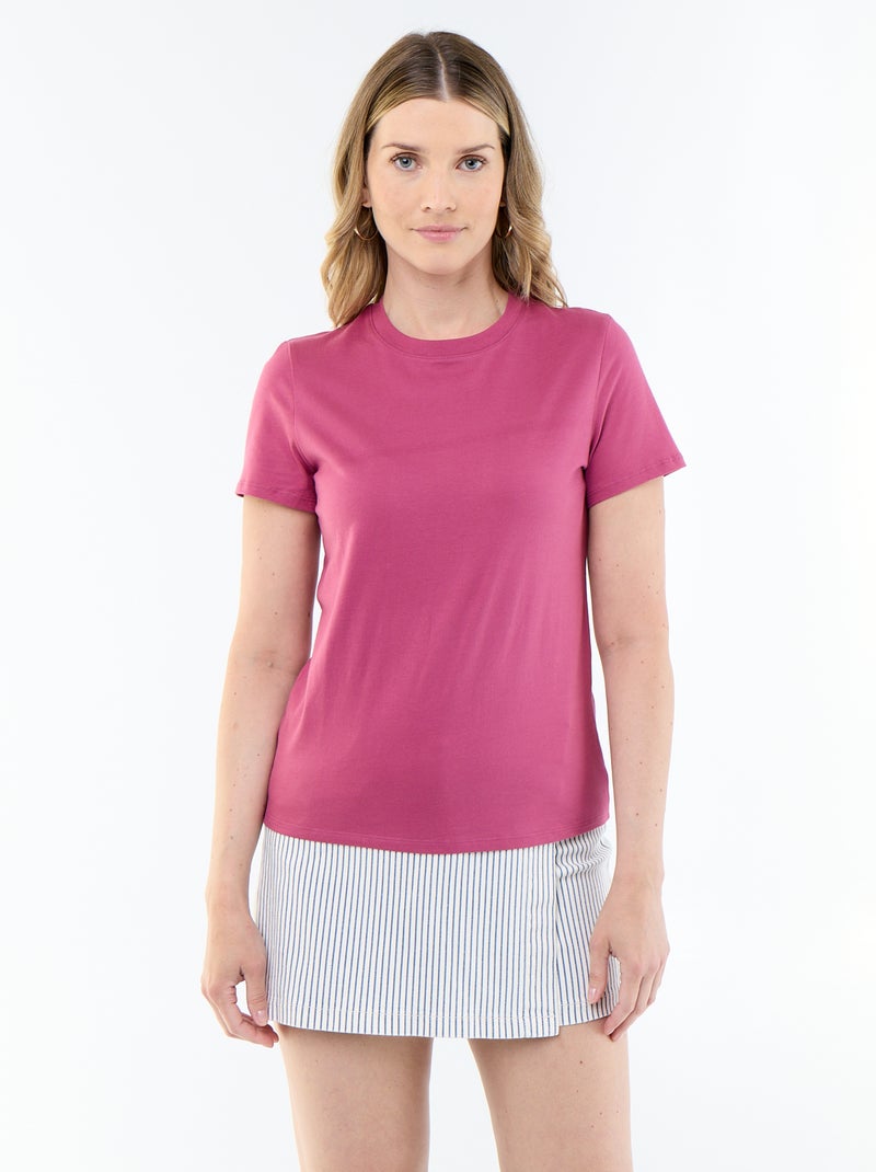Tee-shirt en jersey manches courtes Violet - Kiabi