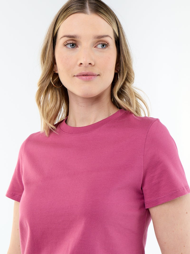 Tee-shirt en jersey manches courtes Violet - Kiabi