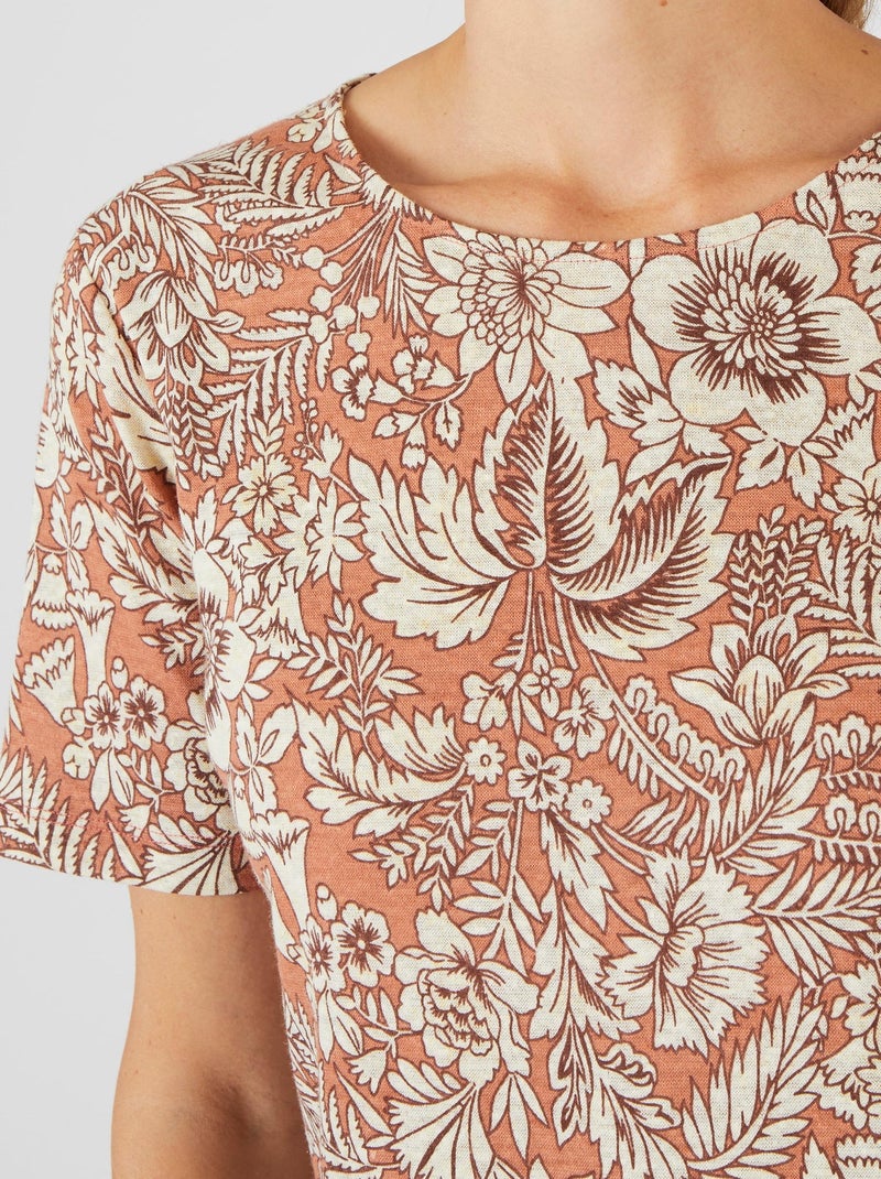 Tee-shirt en lin mélangé - Damart Orange - Kiabi