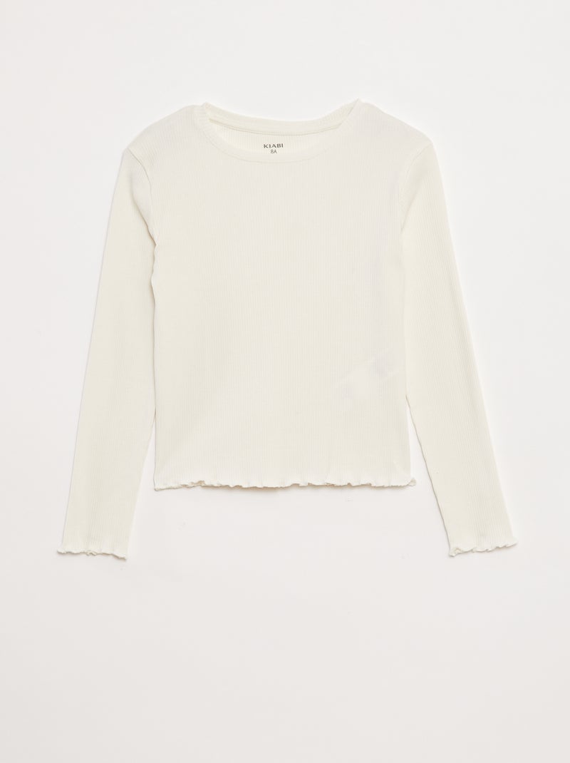 Tee-shirt en maille côtelée blanc - Kiabi