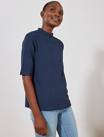 Tee shirt en maille côtelée - Kiabi