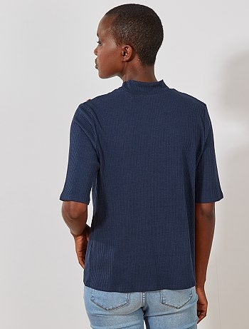 Tee shirt en maille côtelée - Kiabi