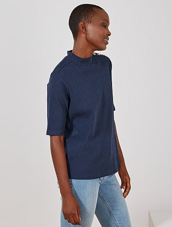 Tee shirt en maille côtelée - Kiabi