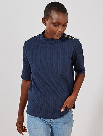 Tee shirt en maille côtelée - Kiabi