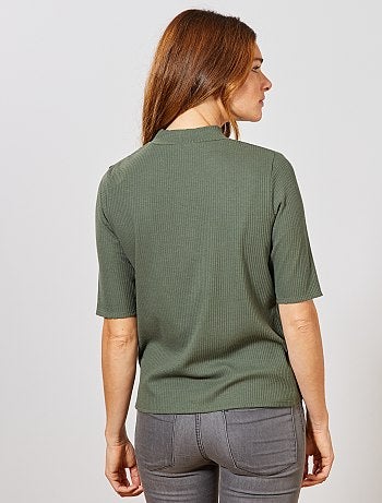 Tee shirt en maille côtelée - Kiabi