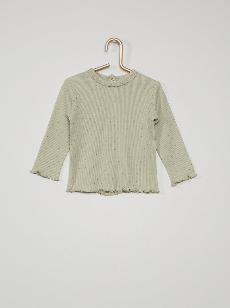Tee-shirt en maille côtelée vert - Kiabi