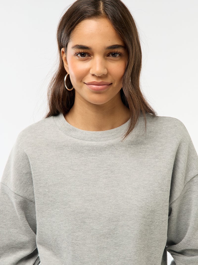 Tee-shirt en maille doudou épaisse Gris - Kiabi