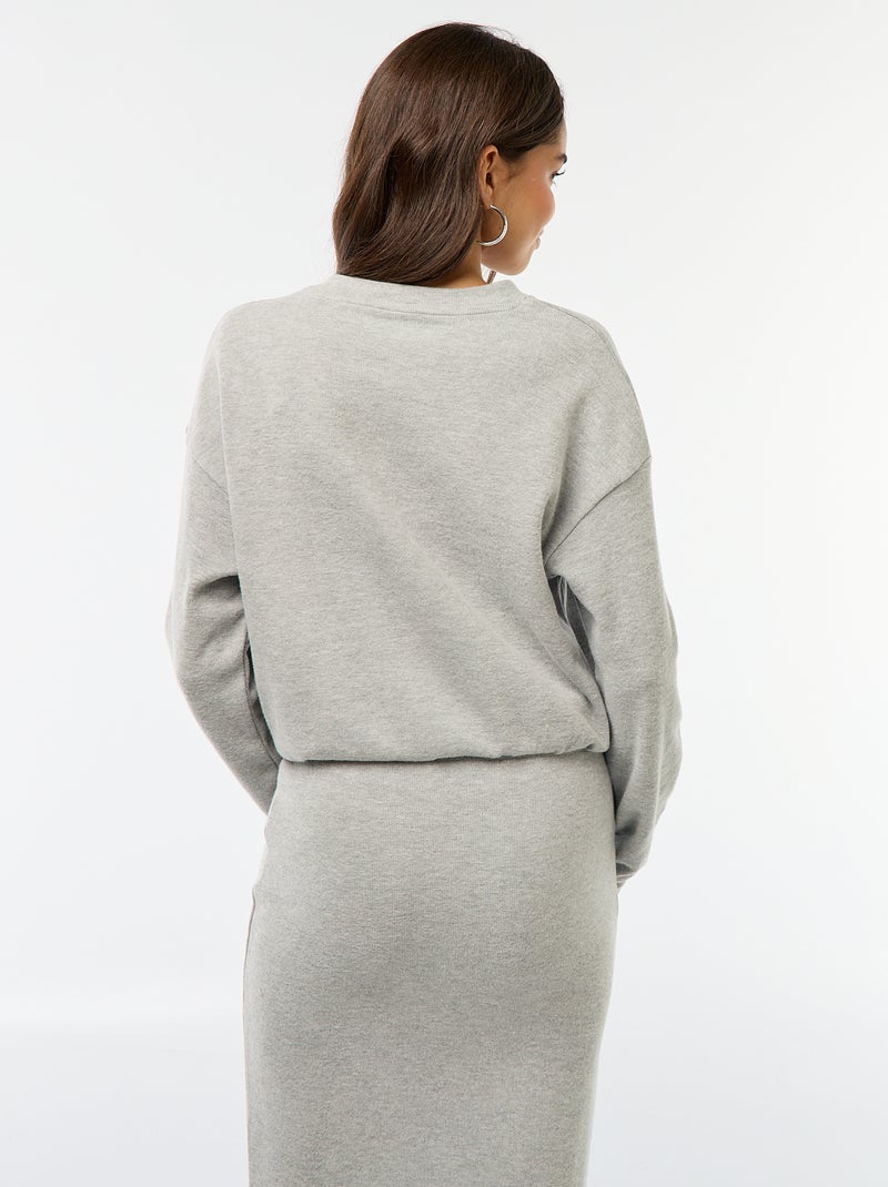 Tee-shirt en maille doudou épaisse Gris - Kiabi