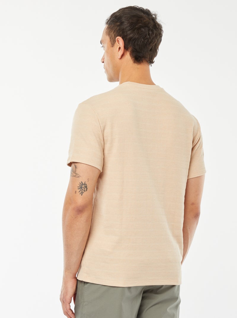 Tee-shirt en maille jacquard graphique Beige - Kiabi