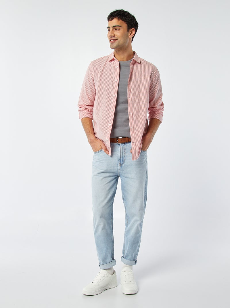 Tee-shirt en maille jacquard graphique Gris - Kiabi