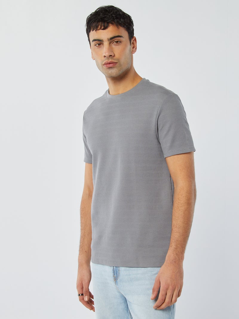 Tee-shirt en maille jacquard graphique Gris - Kiabi