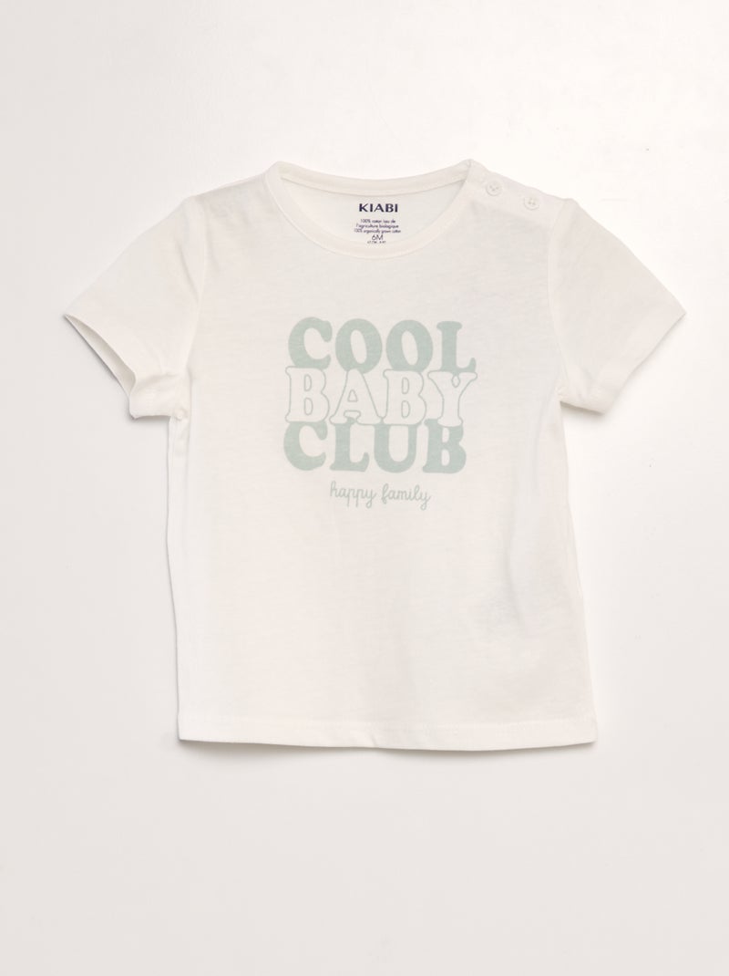 Tee-shirt en maille jersey 'fête des mères' Blanc 'cool baby' - Kiabi