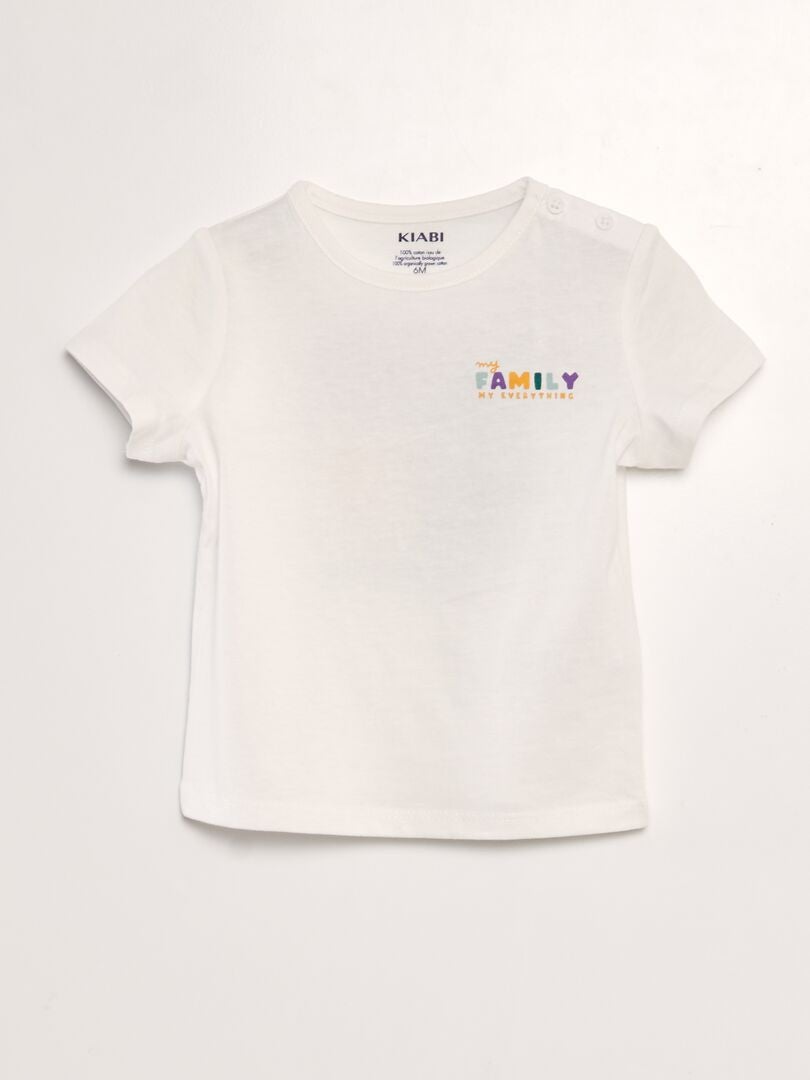 Tee-shirt en maille jersey 'fête des mères' Blanc 'family' - Kiabi