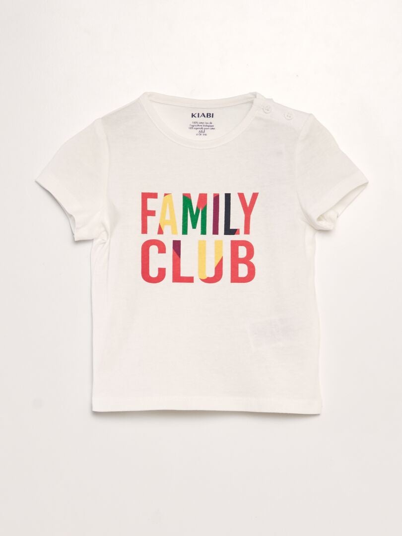 Tee-shirt en maille jersey 'fête des mères' Blanc 'family club' - Kiabi